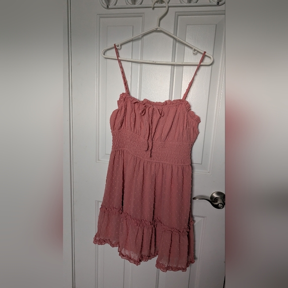 Trixxi Dresses & Skirts - Trixxi  |Dusty Rose Smocked Fit & Flare Mini Dress Ruffle Hem | Size M | NWT
